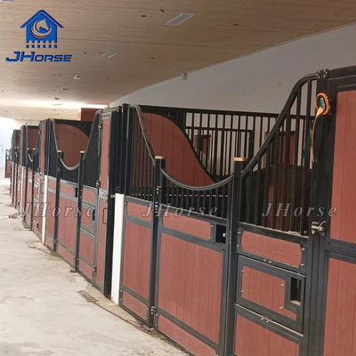 14ft Εσωτερικό Βαμβούχο Χάλυβα Φρέμα Μαύρη Powder Coated Horse Σταθερό μπροστινό εξοπλισμό Horse Stall Panel Box με παράθυρο